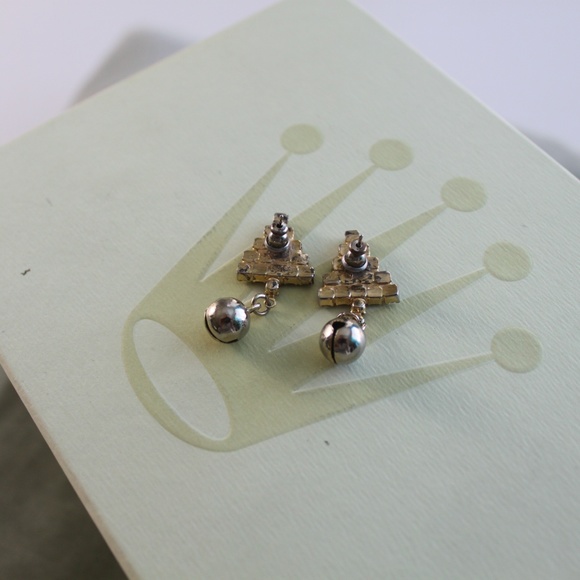 Jewel Christmas Tree and Bell Drop Earrings - Picture 3 of 3